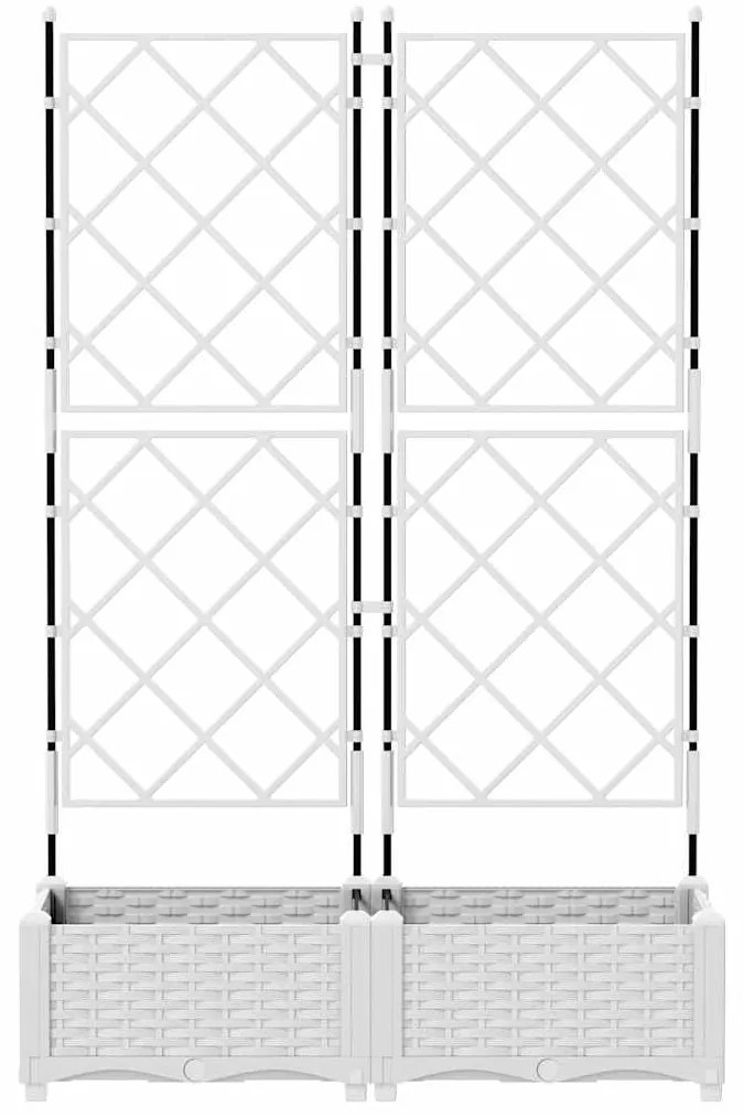 vidaXL Γλάστρα Κήπου με Στήριγμα 2 τεμ Λευκή 80x40x125.5 εκ