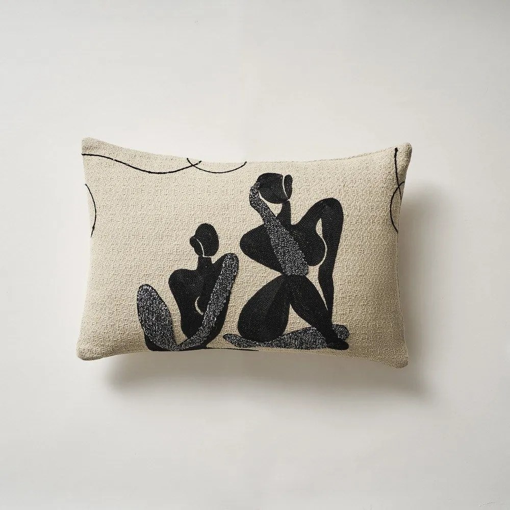 Μαξιλαροθήκη Διακοσμητική Morticia 190 Beige-Black Gofis Home 30Χ45 100% Βαμβάκι