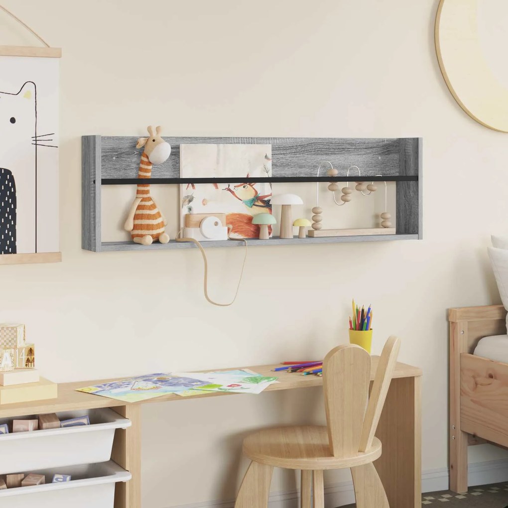 vidaXL Ράφι Περιοδικών με ράφι Γκρίζο Σονομα 100 x 12 x 30 εκ