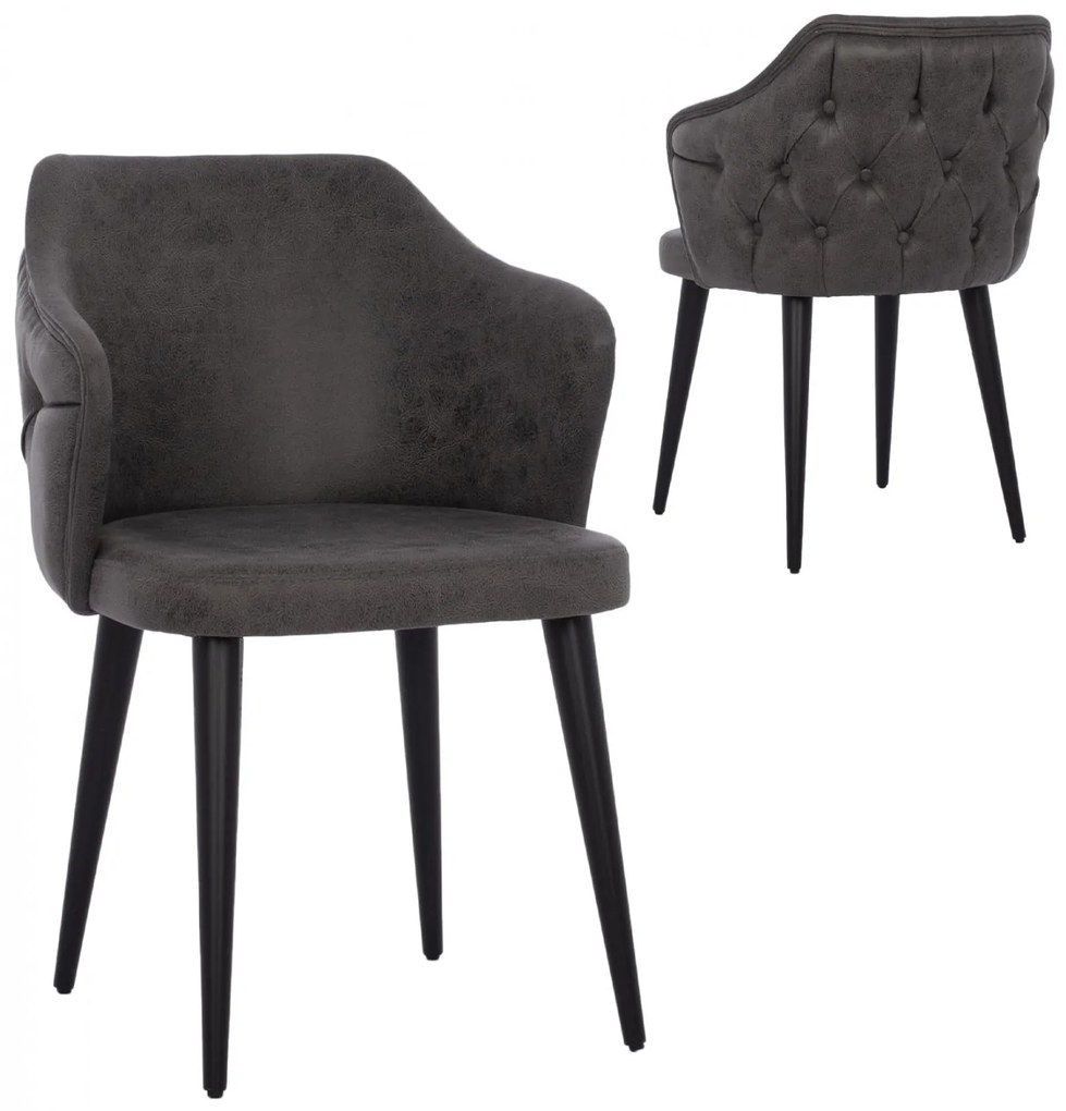 Καρέκλα THERESA Ξύλινα πόδια και Ύφασμα Nubuck Γκρί 56x60x84Υ εκ. 56x60x84 εκ.
