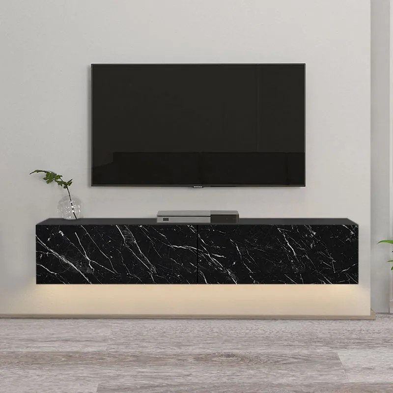 ΕΠΙΠΛΟ ΤΗΛΕΟΡΑΣΗΣ ΕΠΙΤΟΙΧΙΟ ARISTO MEGAPAP ΜΕ LED ΧΡΩΜΑ ΜΑΥΡΟ - ΕΦΕ ΜΑΡΜΑΡΟΥ 135X31,6X25ΕΚ.