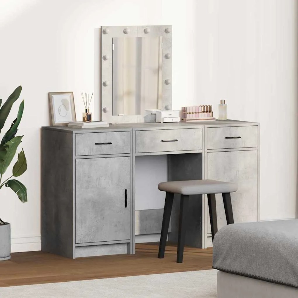 vidaXL Τραπέζι περιποίησης με συρτάρι 3 pcs Γκρι 50 x 41 x 135 εκ