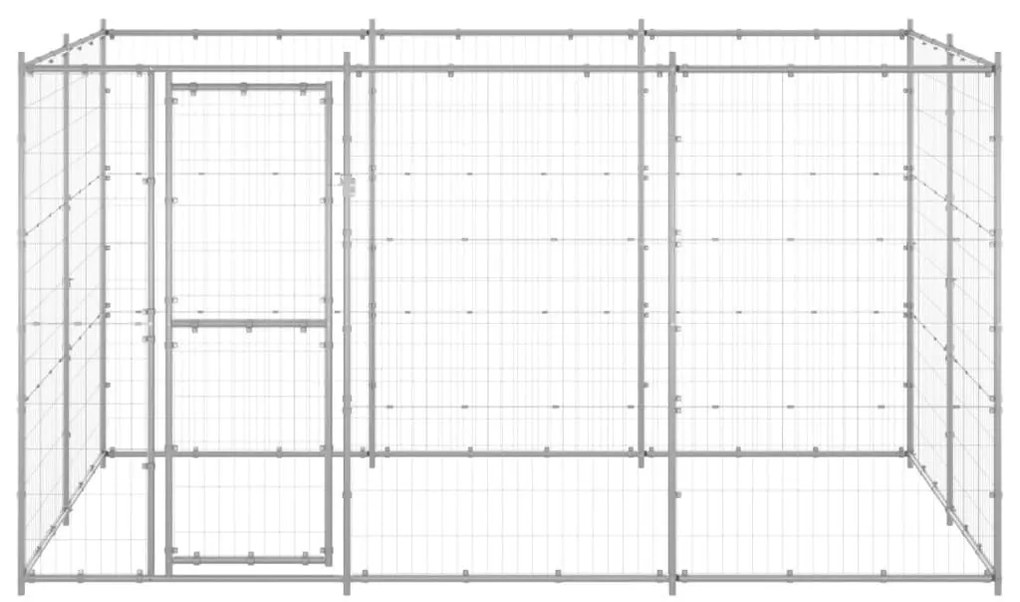 Κλουβί Σκύλου Εξωτερικού Χώρου 7,26 μ² από Γαλβανισμένο Χάλυβα - Ασήμι