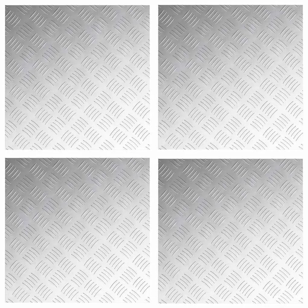vidaXL Επιφάνειες Καρό 4 pcs Ασημί 50 x 50 cm Αλουμίνιο