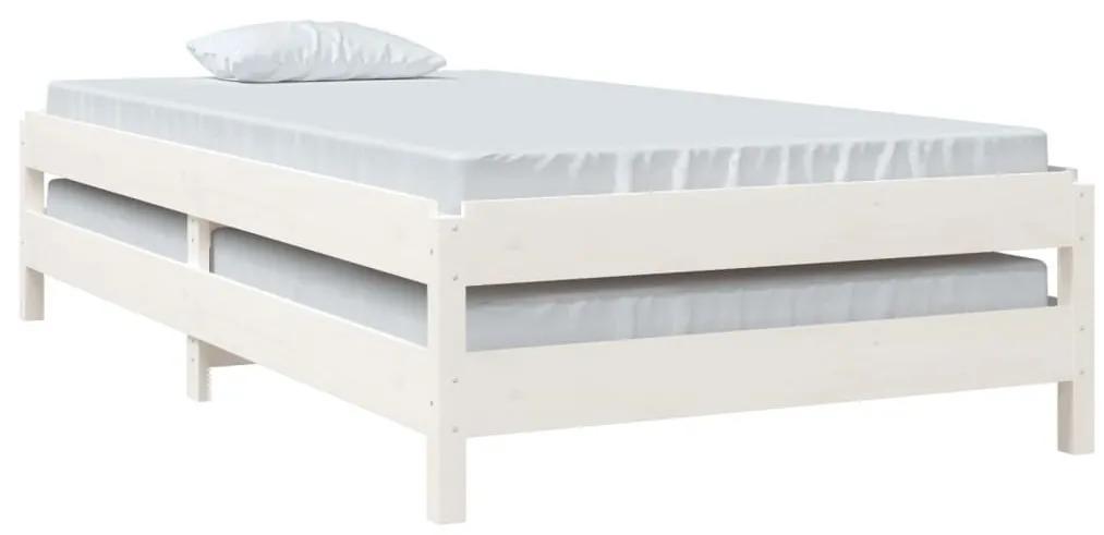 Κρεβάτι Στοιβαζόμενο Λευκό 100 x 200 εκ. από Μασίφ Ξύλο Πεύκου - Λευκό