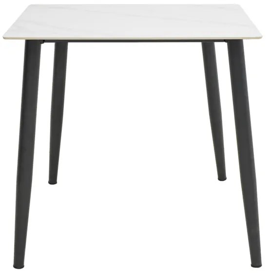 Τραπέζι Gustas pakoworld λευκό μαρμάρου sintered stone-μαύρο μέταλλο 80x80x76εκ