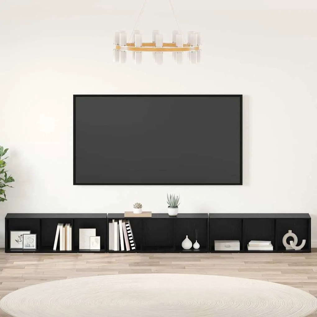 vidaXL Ντουλάπι TV 3 pcs Μαύρη δρυς 37 x 35 x 107.5 εκ
