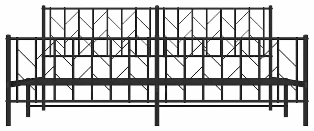 vidaXL Πλαίσιο Κρεβατιού με Κεφαλάρι&Ποδαρικό Μαύρο 193x20 εκ. Μέταλλο