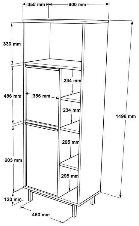 Στήλη κουζίνας Migniato φυσικό-μαύρο 60x35.5x161.5εκ 60x35.5x161.5 εκ.