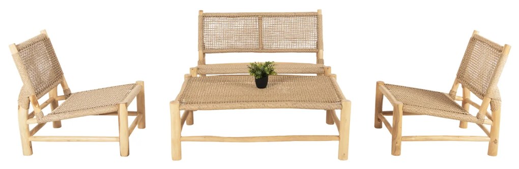 ΣΑΛΟΝΙ ΕΞΩΤ. ΧΩΡΟΥ 4ΤΜΧ LONDER HM11957 ΜΑΣΙΦ TEAK-ΣΥΝΘ.RATTAN-ΦΥΣΙΚΟ - HM11957