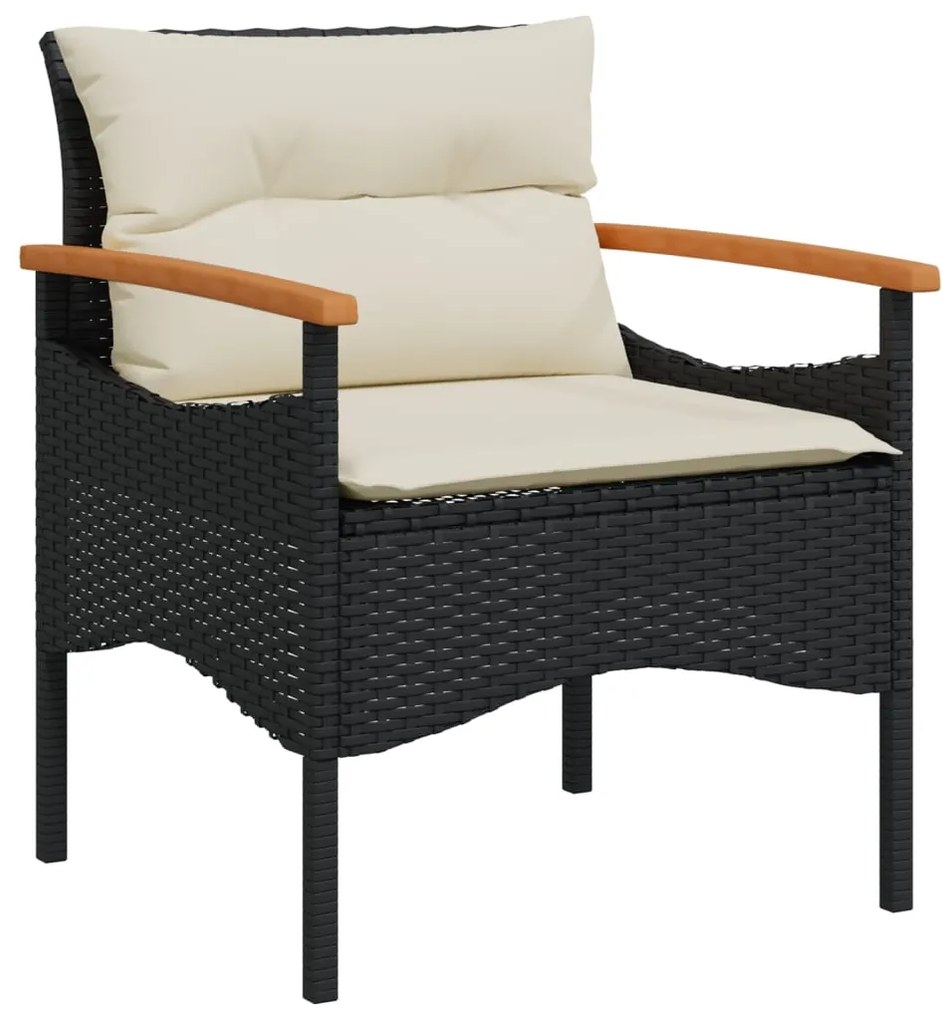 vidaXL Σαλόνι Κήπου Σετ 4 Τεμαχίων με Μαξιλάρια Μαύρο Συνθετικό Ρατάν