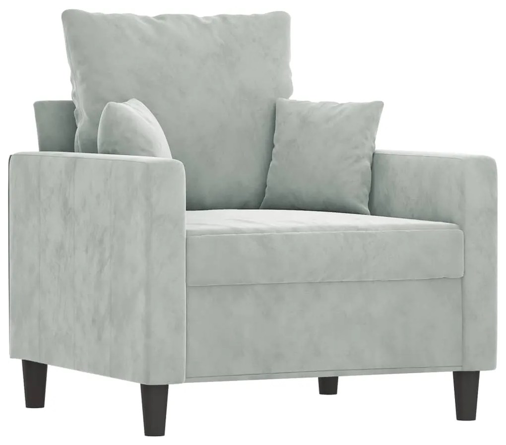 vidaXL Πολυθρόνα Ανοιχτό Γκρι 60 εκ. Βελούδινη