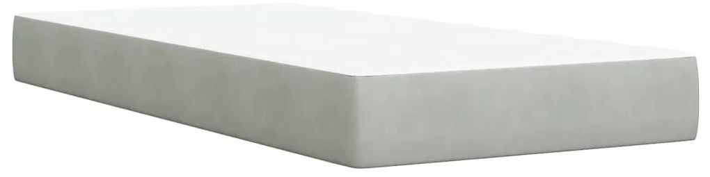 vidaXL Κρεβάτι Boxspring με Στρώμα Ανοιχτό Γκρι 90x200 εκ. Βελούδινο