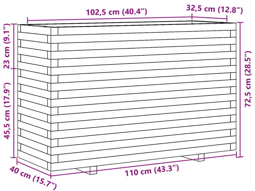 Ζαρντινιέρα Καφέ Κεριού 110x40x72,5 εκ. από Μασίφ Ξύλο Πεύκου - Καφέ