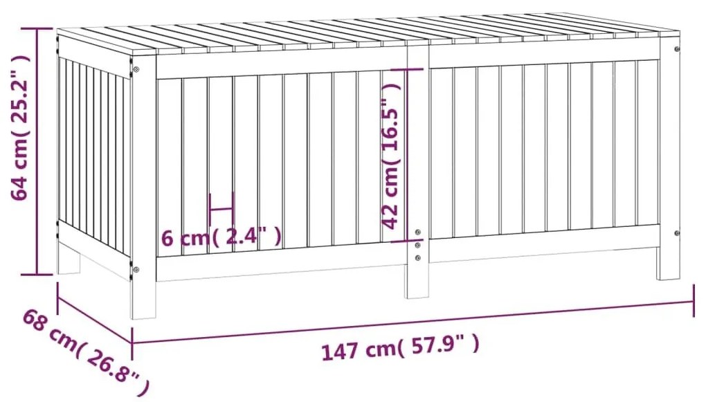 Κουτί Αποθήκευσης Καφέ Μελί 147x68x64 εκ. Μασίφ Ξύλο Πεύκου - Καφέ