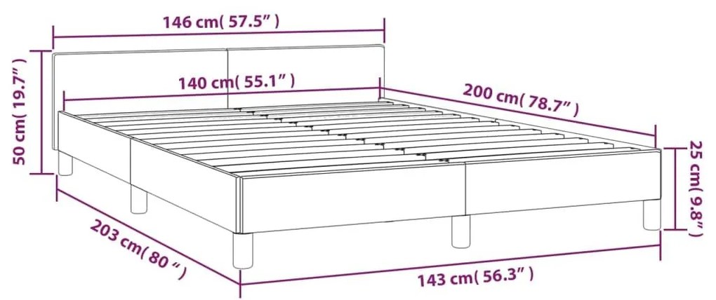 Σκελετός Κρεβατιού Χωρίς Στρώμα Γκρι 140x200 εκ. Βελούδινο - Γκρι