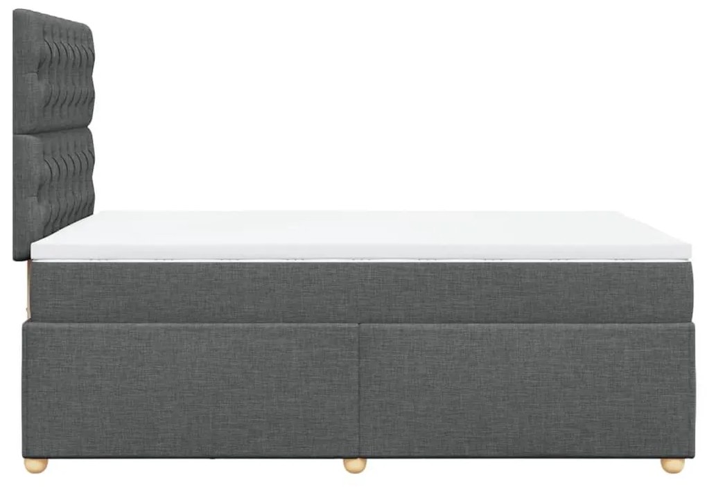 Κρεβάτι Boxspring με Στρώμα Σκούρο Γκρι 120x200 εκ. Υφασμάτινο - Γκρι