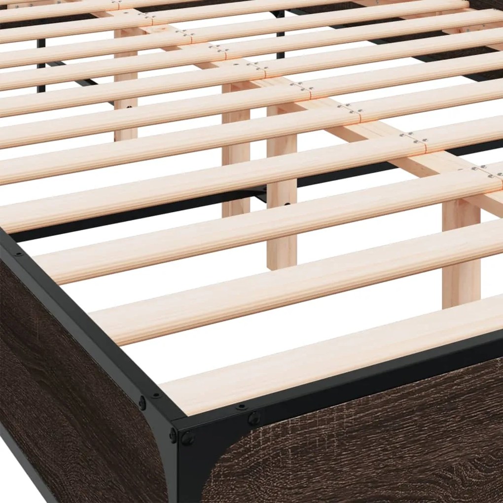 vidaXL Πλαίσιο Κρεβατιού Καφέ Δρυς 150x200 εκ. Επεξ. Ξύλο &amp; Μέταλλο