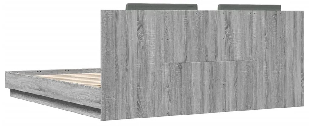 vidaXL Πλαίσιο Κρεβατιού με Κεφαλάρι Γκρι Sonoma 180x200εκ. Επεξ. Ξύλο