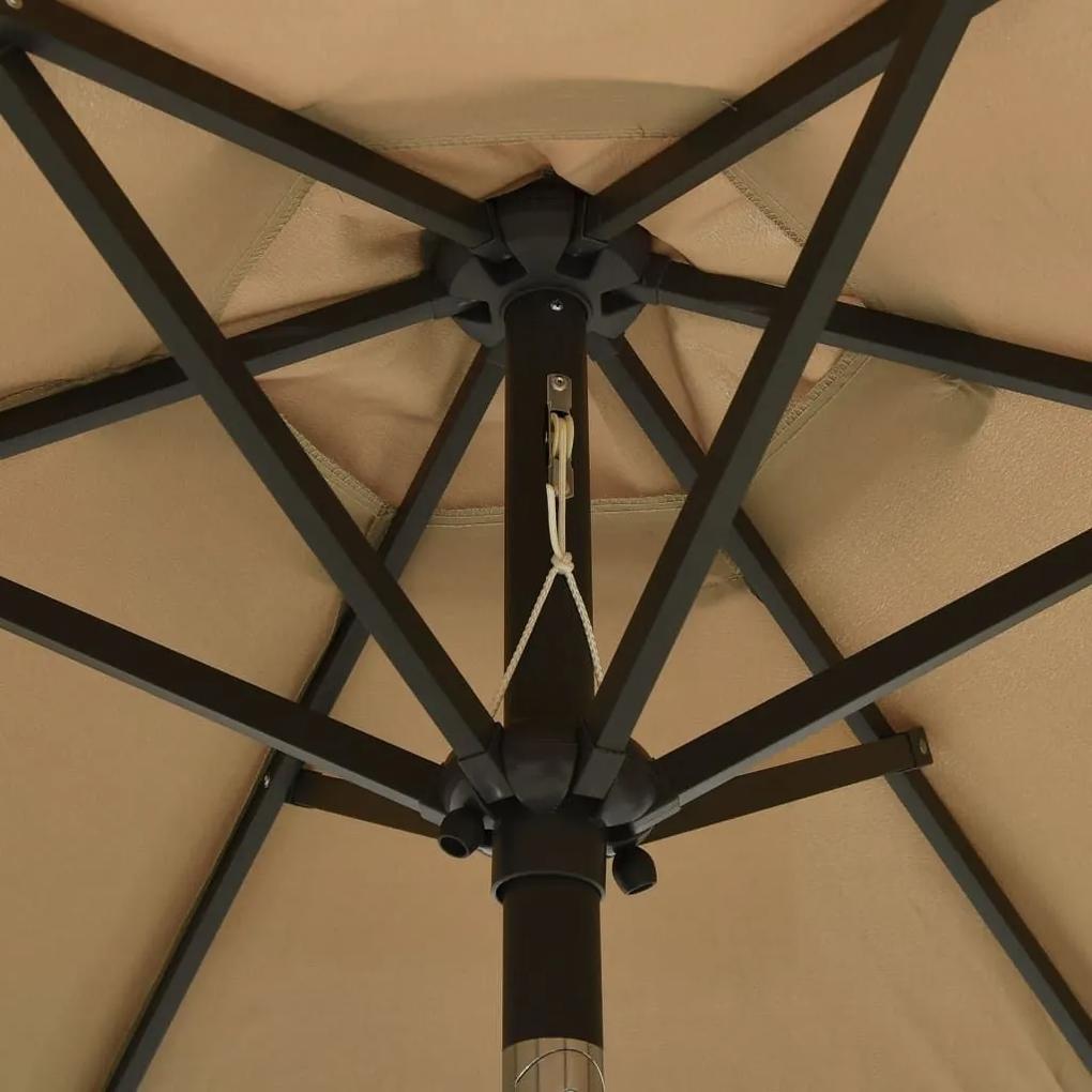 Ομπρέλα με LED Taupe 200 x 211 εκ. Αλουμινίου - Μπεζ-Γκρι