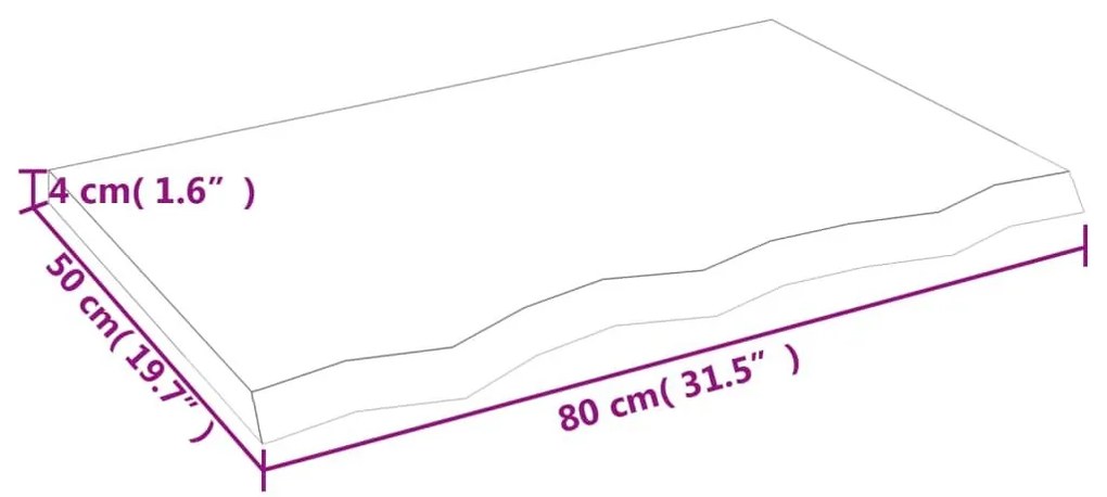 Πάγκος Μπάνιου 80x50x(2-4) εκ. από Ακατέργαστο Μασίφ Ξύλο - Καφέ