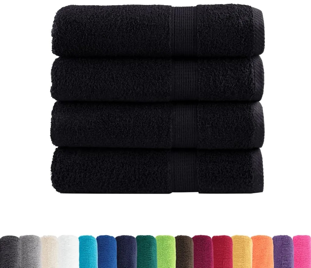 vidaXL Πετσέτες Μπάνιου Premium SOLUND 4 τεμ. Μαύρες 100x150 εκ. 600 γρ./μ²