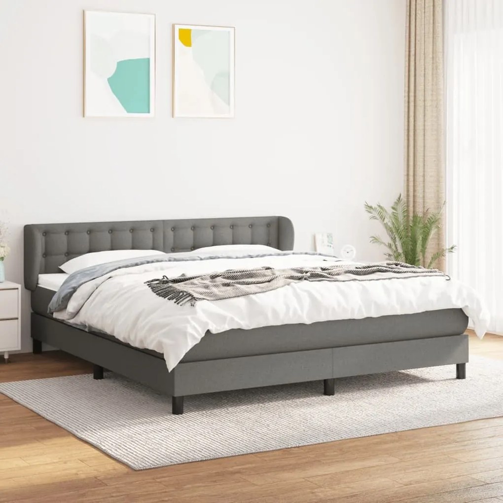 ΚΡΕΒΑΤΙ BOXSPRING ΜΕ ΣΤΡΩΜΑ ΣΚΟΥΡΟ ΓΚΡΙ 160X200 ΕΚ ΥΦΑΣΜΑΤΙΝΟ 3126574