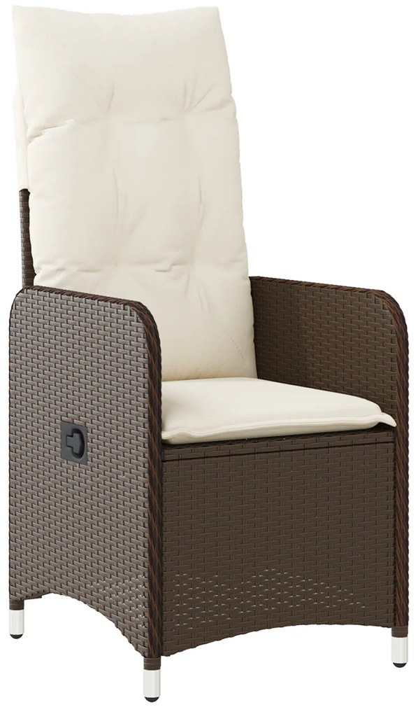 vidaXL Σετ 3 Τμχ Επίπλων Κήπου με Μαξιλάρια Καφέ Poly Rattan