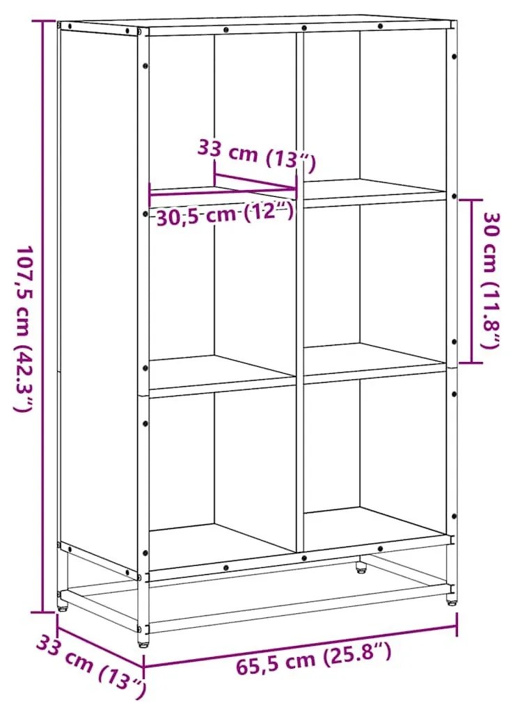 Βιβλιοθήκη Γκρι sonoma 65,5x33x107,5 εκ. Επεξεργασμένο Ξύλο - Γκρι