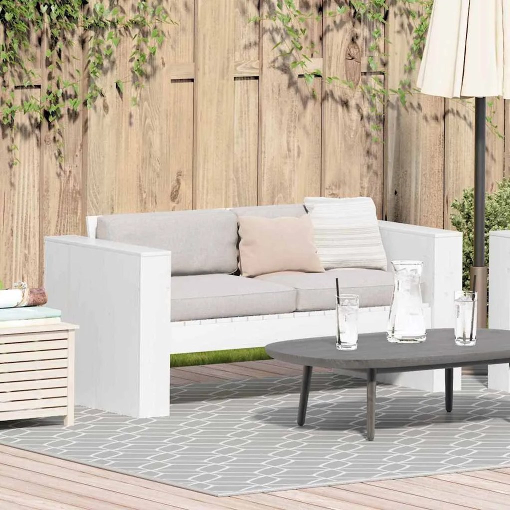 vidaXL Καναπές Κήπου Λευκό 134 x 60 x 62 cm Μασίφ ξύλο πεύκου