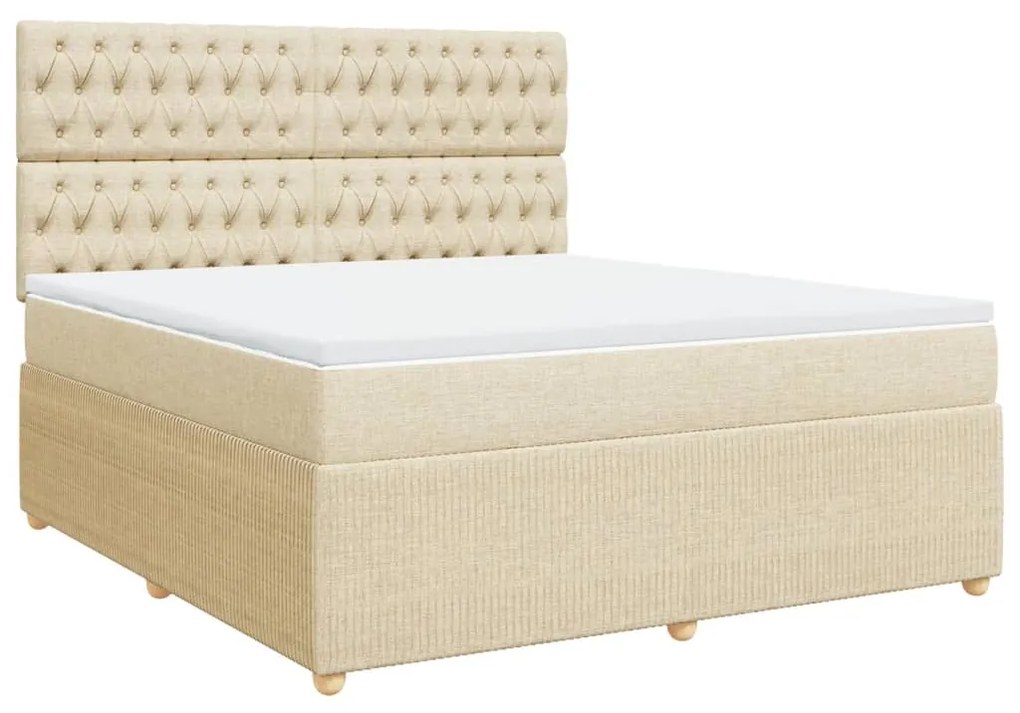 vidaXL Κρεβάτι Boxspring με Στρώμα Κρεμ 180x200 εκ. Υφασμάτινο