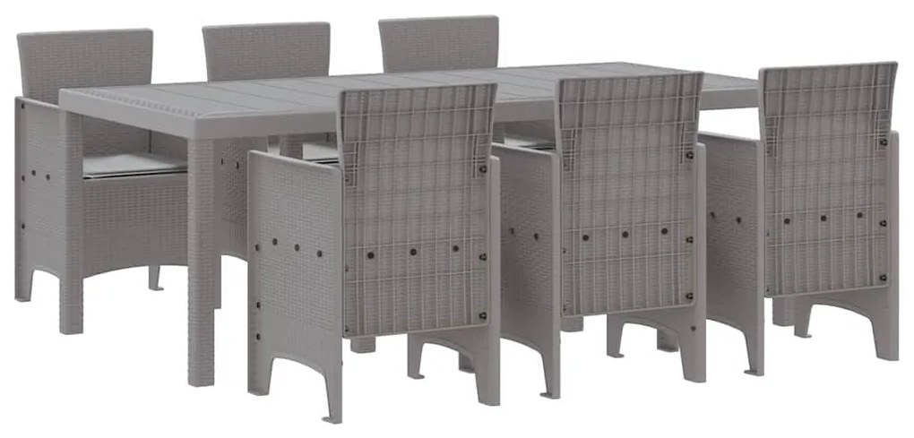 vidaXL Σέτ φαγητού για κήπο 7 pcs Ανοιχτό γκρι Rattan Polt