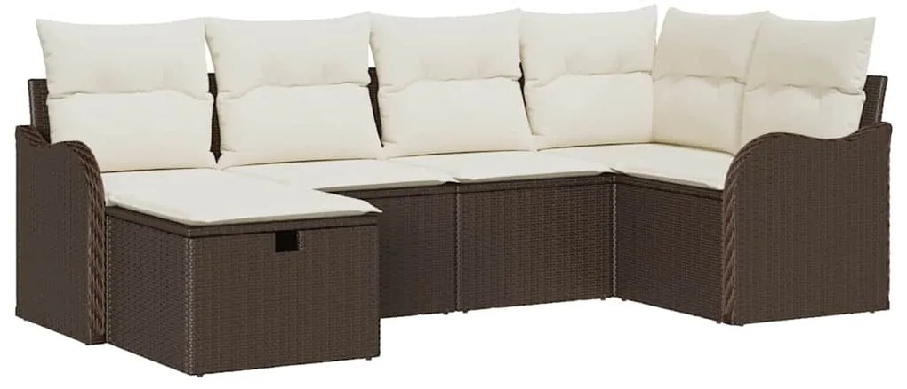 vidaXL Σετ Καναπέ Κήπου 6 pcs Καφέ και κρεμ 232.5 x 122.5 x 85 εκ