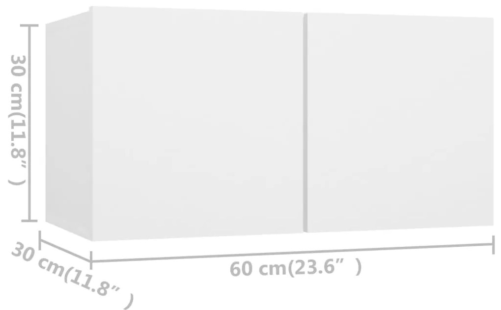 Έπιπλα Τηλεόρασης 4 τεμ. Λευκά 60 x 30 x 30 εκ. από Επεξ. Ξύλο - Λευκό