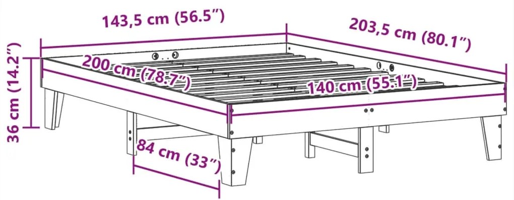 ΣΚΕΛΕΤΟΣ ΚΡΕΒΑΤΙΟΥ ΧΩΡΙΣ ΣΤΡΩΜΑ ΚΑΦΕ 140X200 ΜΑΣΙΦ ΞΥΛΟ ΠΕΥΚΟΥ 855357