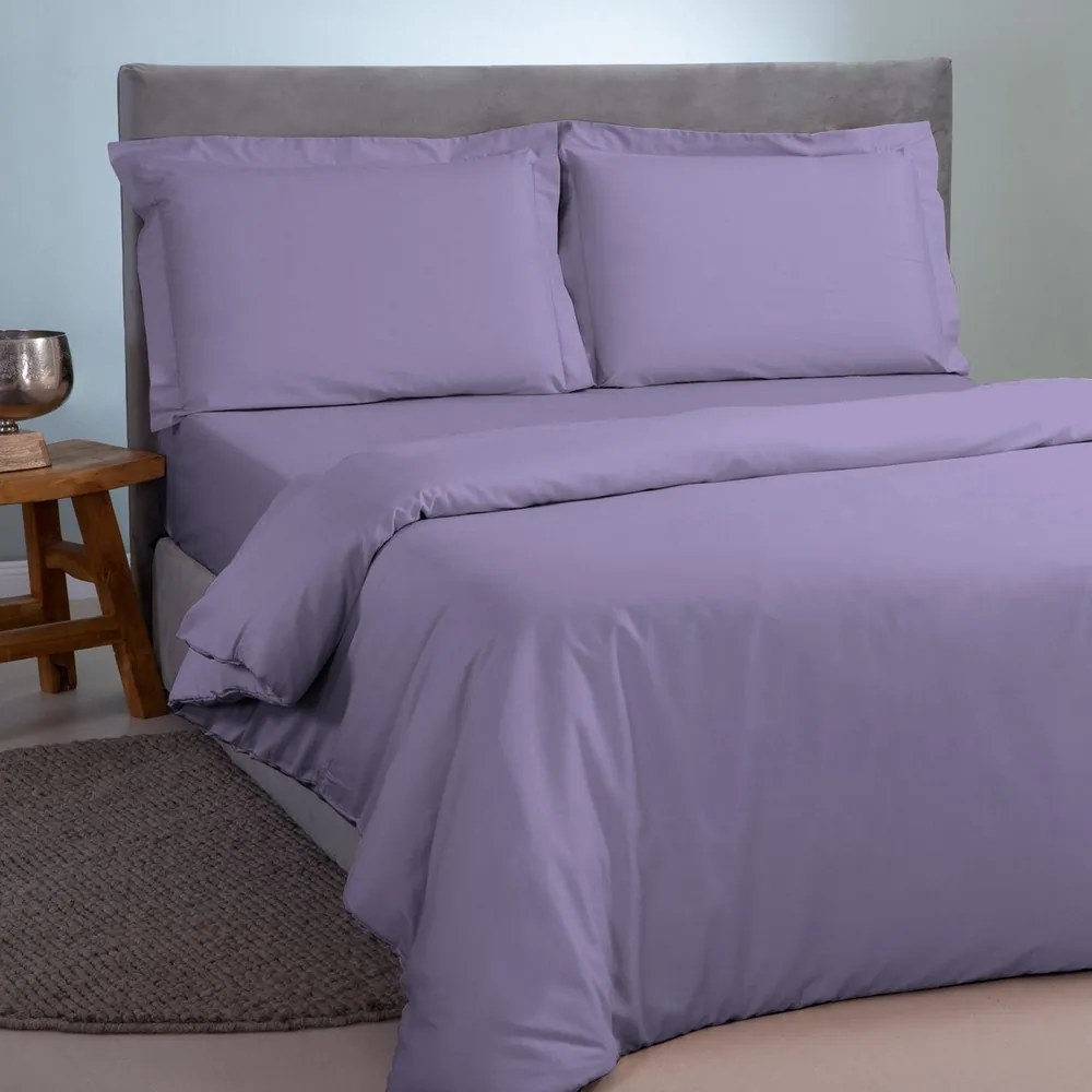 Παπλωματοθήκη Satin Plain Lila Aslanis Home Υπέρδιπλo 220x240cm 100% Βαμβακοσατέν