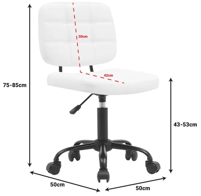 Καρέκλα γραφείου Sedia pakoworld pu σε λευκή απόχρωση 50x50x75-85εκ (1 τεμάχια)