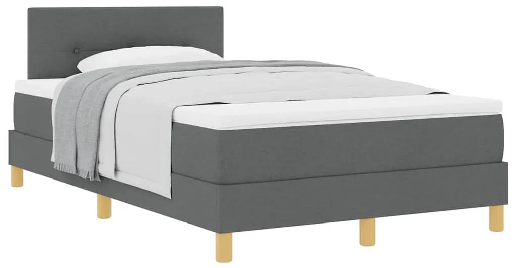 vidaXL Κρεβάτι box spring με στρώμα Σκούρο Γκρι 120 x 200 cm ύφασμα