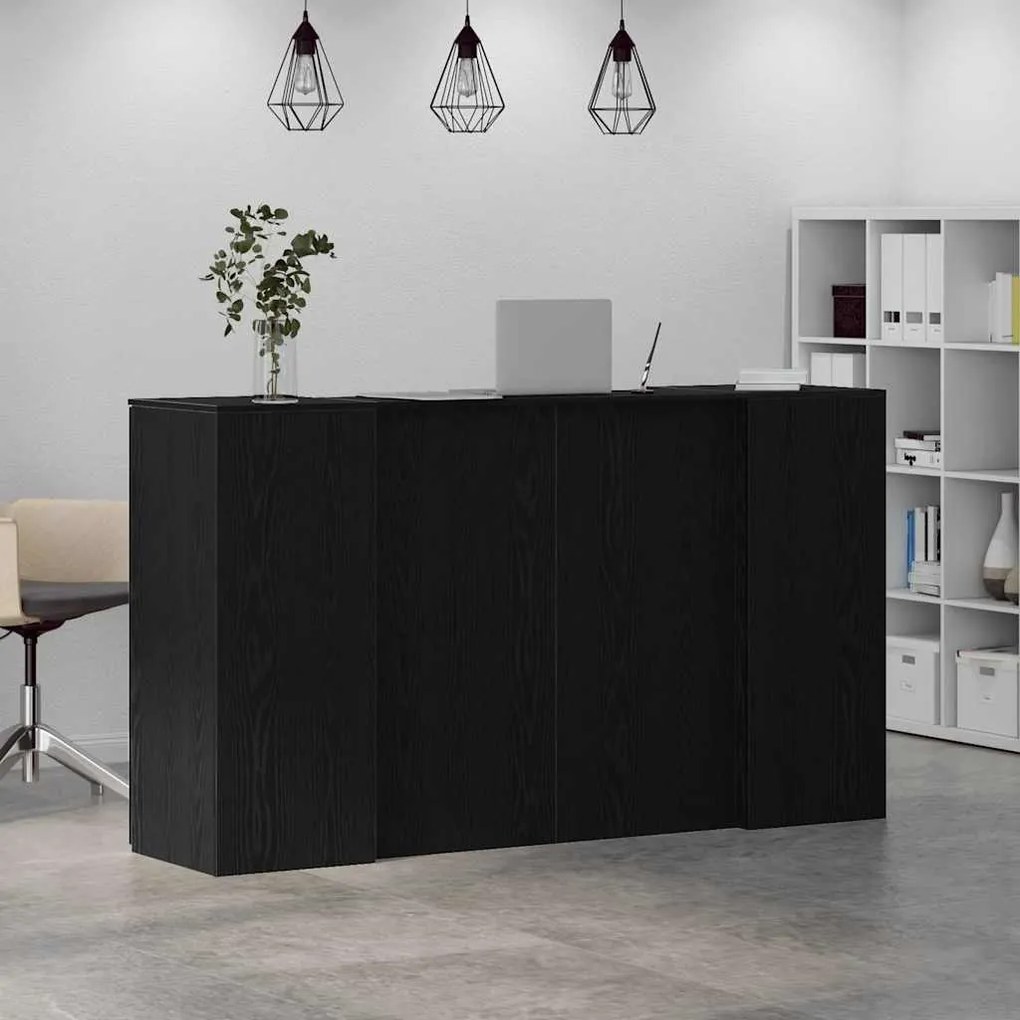 vidaXL Γραφείο υποδοχής Μαύρο Δρυς 180x50x103,5 εκ. Επεξεργασμένο Ξύλο