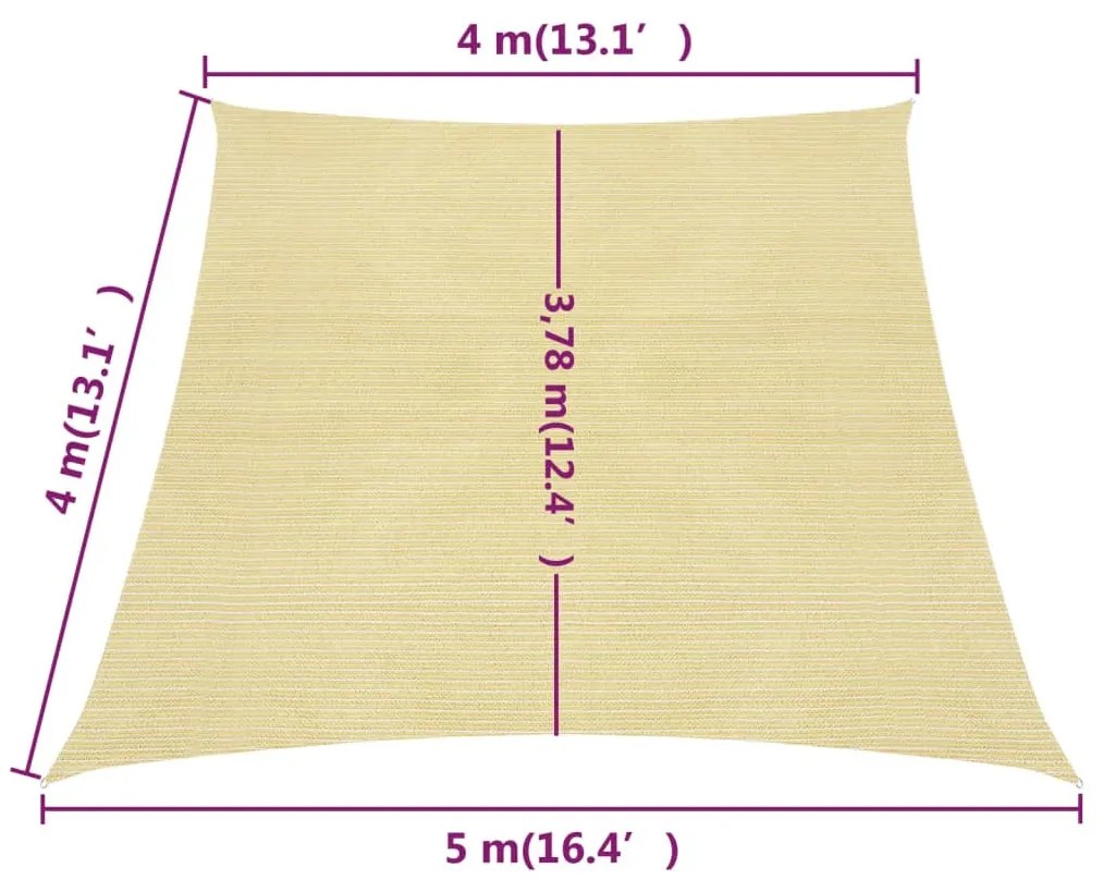 vidaXL Πανί Σκίασης Μπεζ 4/5 x 4 μ. 160 γρ./μ² από HDPE