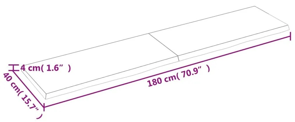 Πάγκος Μπάνιου Αν. Καφέ 180x40x(2-4) εκ. Επεξεργ. Μασίφ Ξύλο - Καφέ