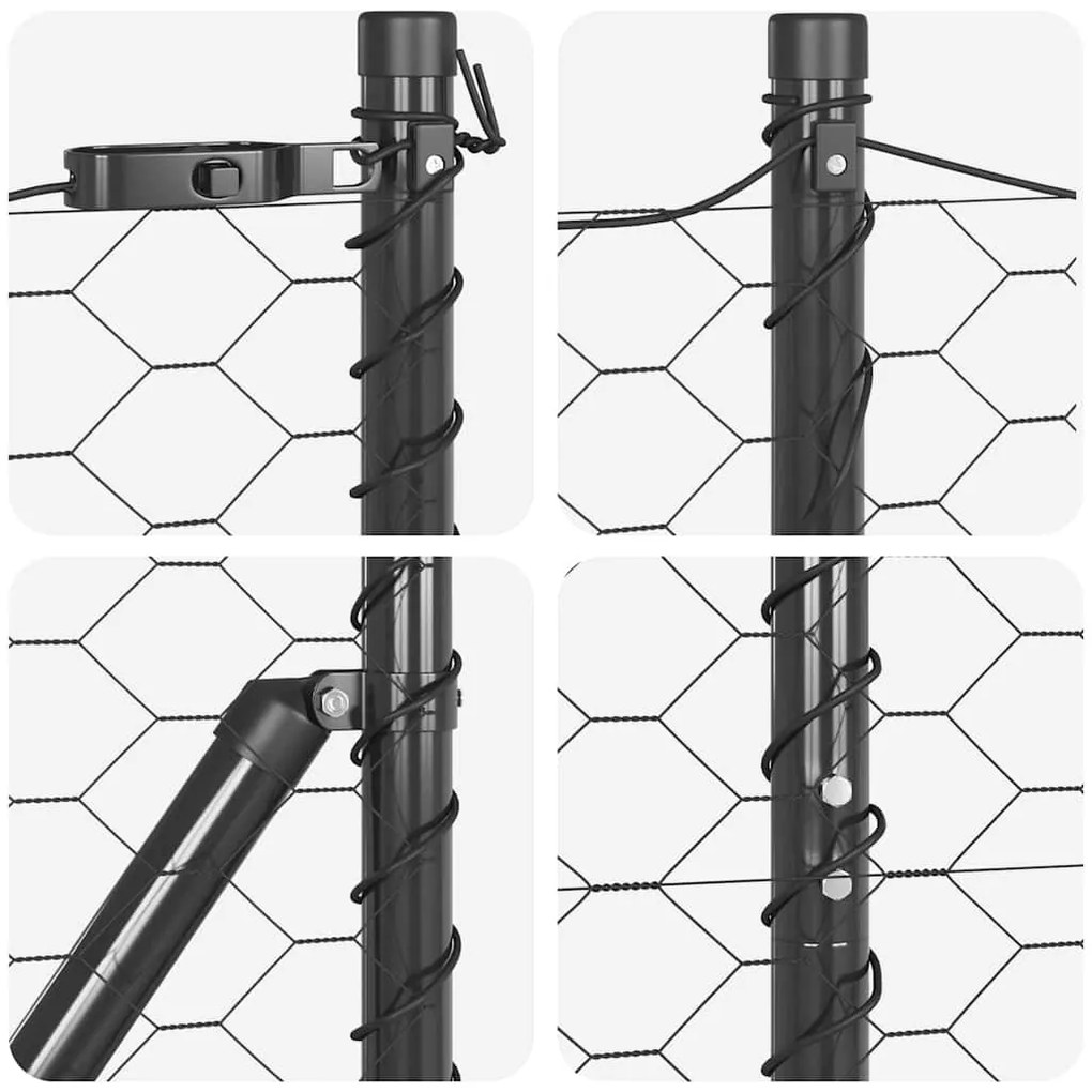 vidaXL Φράχτης με Στήλες. Γκρι 1.2 x 100 m Ατσάλι με επικάλυψη PVC