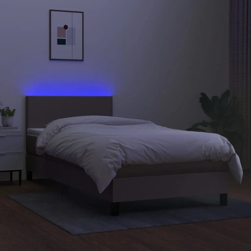 ΚΡΕΒΑΤΙ BOXSPRING ΜΕ ΣΤΡΩΜΑ &amp; LED TAUPE 90X200 ΕΚ. ΥΦΑΣΜΑΤΙΝΟ 3132969