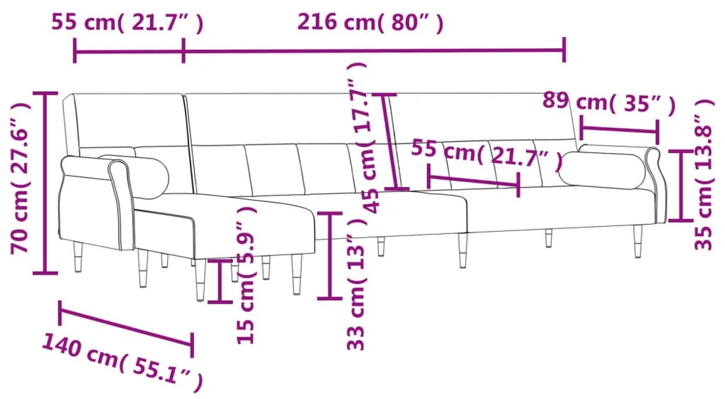 Καναπές Κρεβάτι Γωνιακός Κίτρινος 271 x 140 x 70 εκ. Βελούδινος - Κίτρινο