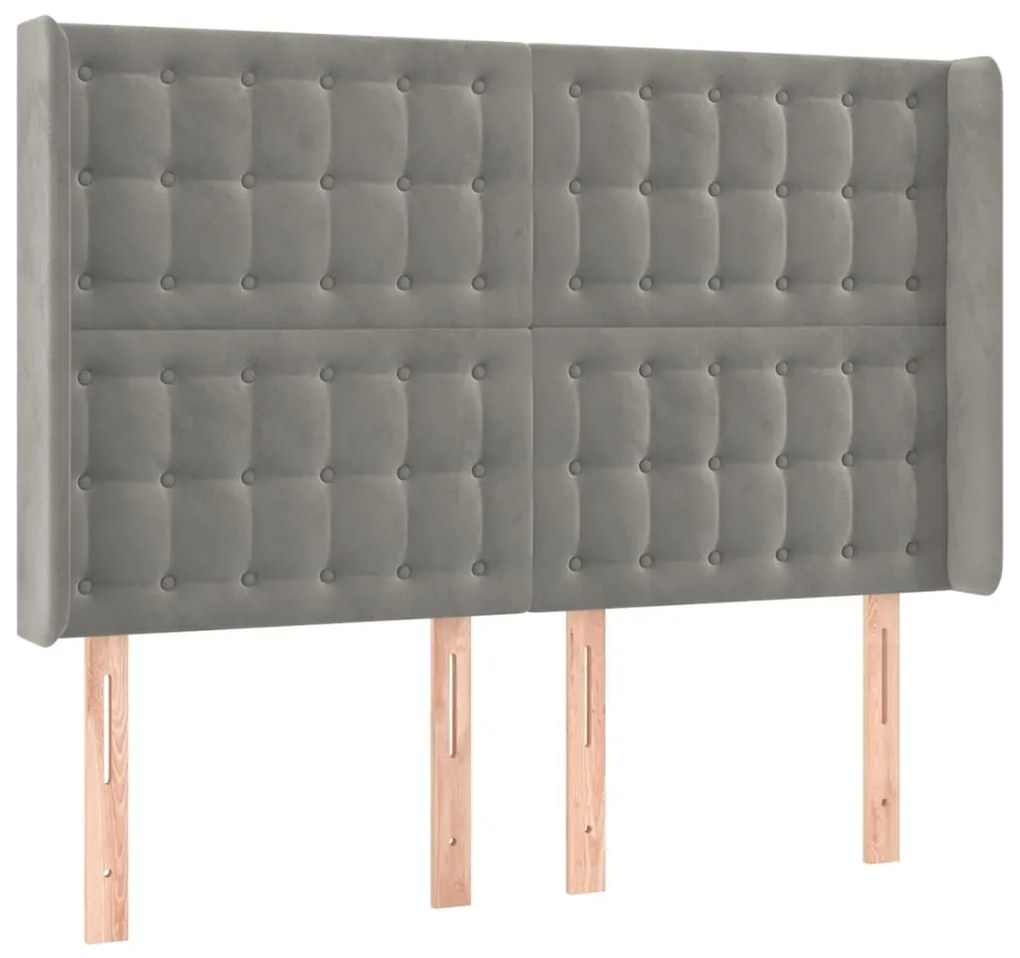 Κεφαλάρι Κρεβατιού LED Ανοιχτό Γκρι 147x16x118/128εκ. Βελούδινο - Γκρι