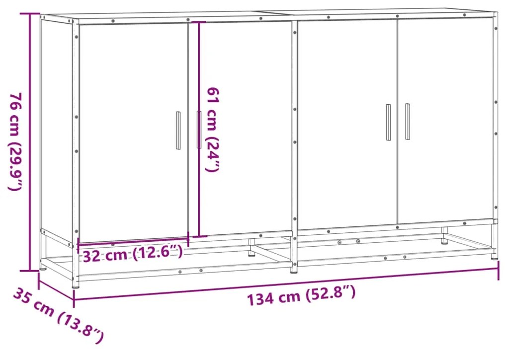 SIDEBOARD SONOMA OAK 134X35X76 CM ΚΑΤΑΣΚΕΥΑΣΜΕΝΟ ΞΥΛΟ 3300816