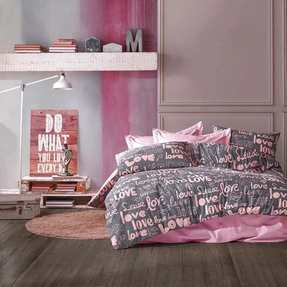 Παπλωματοθήκη Αγάπη 299 Grey-Lila DimCol Μονό 160x240cm Cotton-Polyester