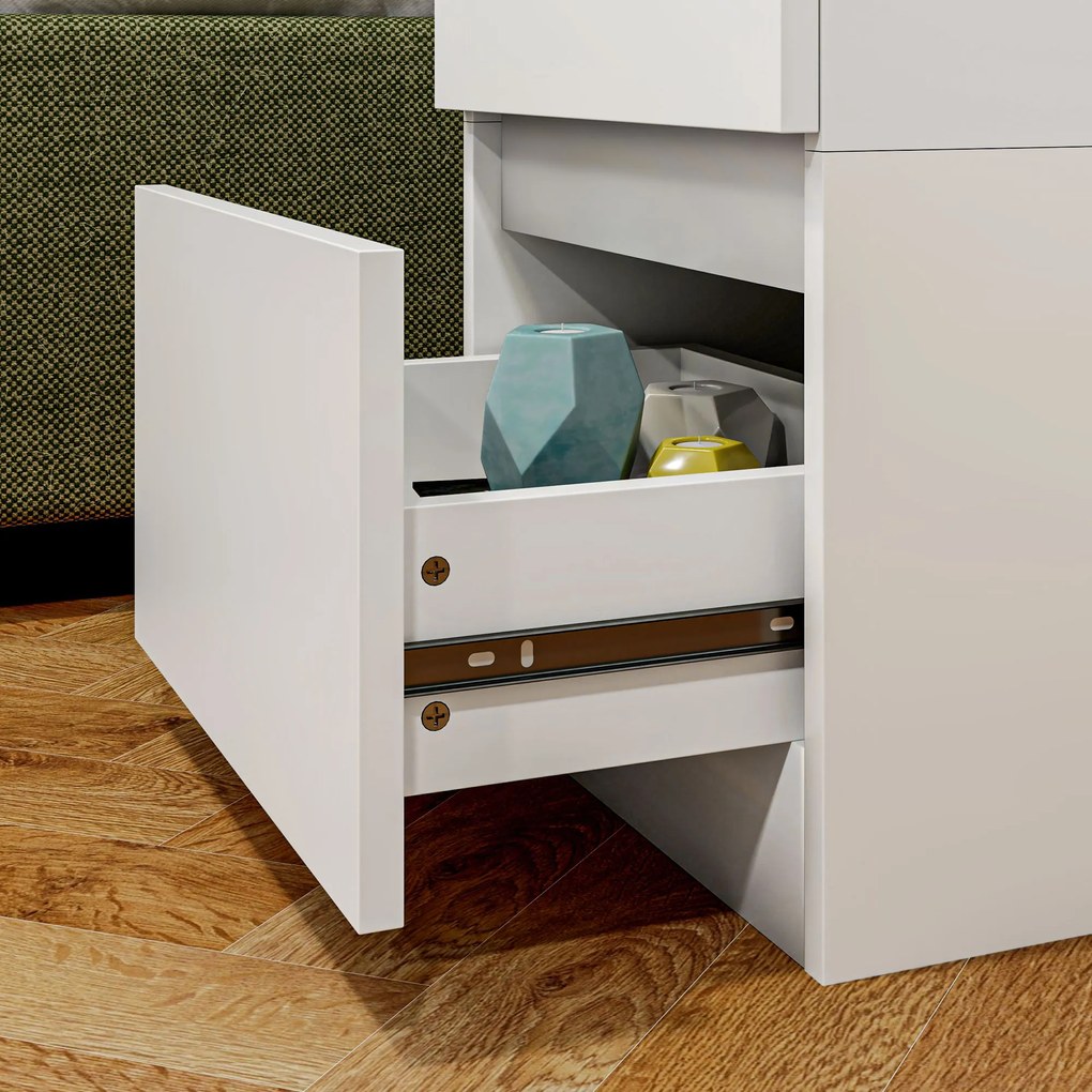 HOMCOM Νυχτικό τραπέζι με 2 συρτάρια, βοηθητικό τραπέζι με αποθηκευτικό χώρο, για σαλόνι, υπνοδωμάτιο, Λευκό