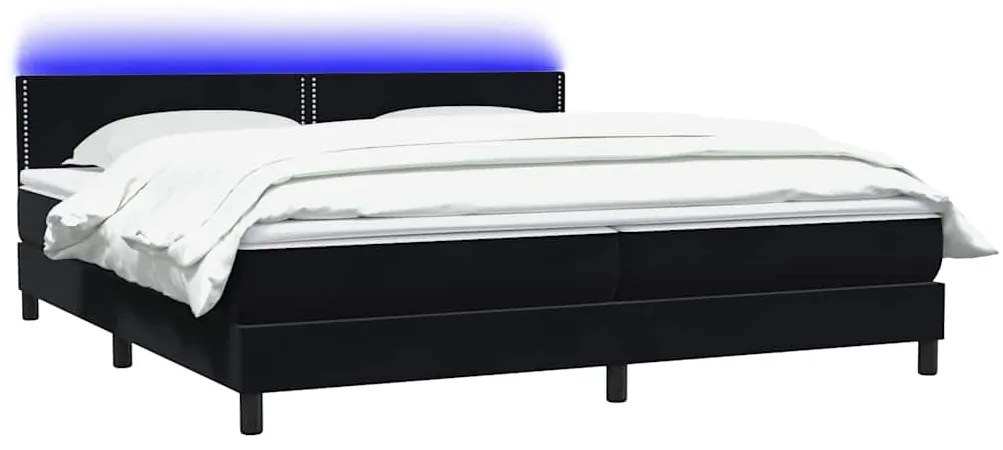 vidaXL Κρεβάτι Boxspring με Στρώμα Μαύρο 200x210 εκ. Βελούδινο