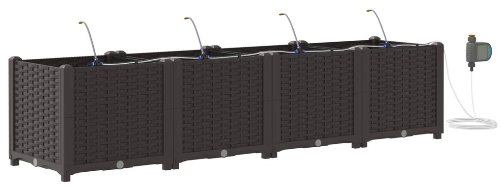 vidaXL Γλάστρες Κήπου 1 τεμ Καφέ 160 x 40 x 37.5 cm Πλαστικό